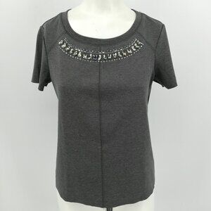Vera Wang Princess Rhinestone Gray Top Size S